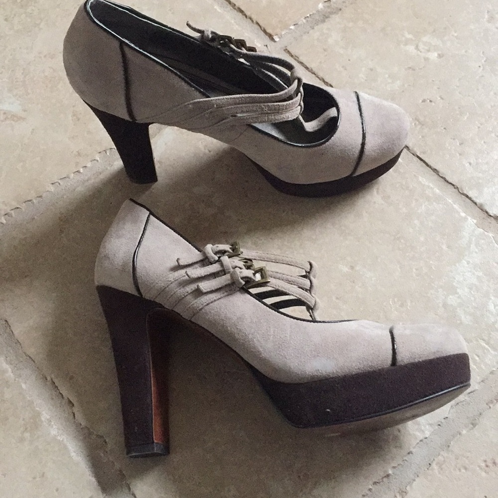 Enzo Angiolini Suede Brown Mary Jane Sz 6.5